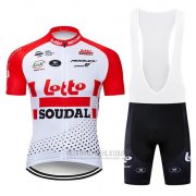 2019 Fahrradbekleidung Lotto Soudal Rot Wei Trikot Kurzarm und Tragerhose