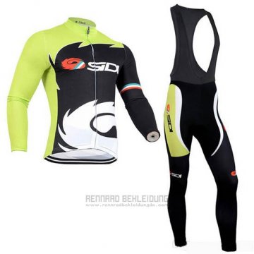 2019 Fahrradbekleidung Rock Racing SIDI Shwarz Grun Trikot Langarm und Tragerhose