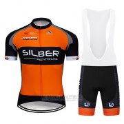 2019 Fahrradbekleidung Sliber Orange Shwarz Trikot Kurzarm und Overall