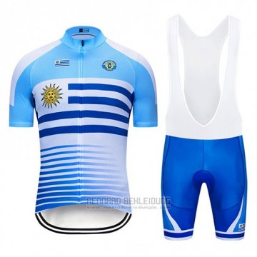 2019 Fahrradbekleidung Uruguay Blau Wei Trikot Kurzarm und Tragerhose