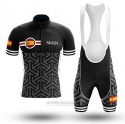 2020 Fahrradbekleidung Champion Spanien Shwarz Trikot Kurzarm und Tragerhose