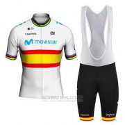 2020 Fahrradbekleidung Movistar Champion Spanien Trikot Kurzarm und Tragerhose