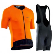 2021 Fahrradbekleidung Northwave Orange Trikot Kurzarm und Tragerhose