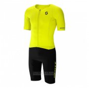 2021 Fahrradbekleidung Scott Gelb Trikot Kurzarm und Tragerhose