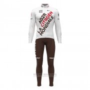 2022 Fahrradbekleidung Ag2r La Mondiale Wei Trikot Langarm und Tragerhose