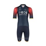 2022 Fahrradbekleidung Ineos Grenadiers Tief Blau Rot Trikot Kurzarm und Tragerhose