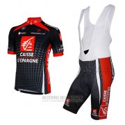 2010 Fahrradbekleidung Caisse D Epargne Shwarz und Wei Trikot Kurzarm und Tragerhose