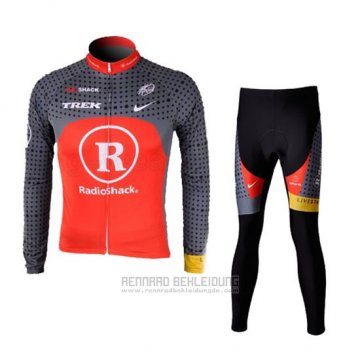 2010 Fahrradbekleidung Radioshack Orange und Grau Trikot Langarm und Tragerhose Pantaloni