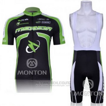 2011 Fahrradbekleidung Merida Shwarz und Grun Trikot Kurzarm und Tragerhose