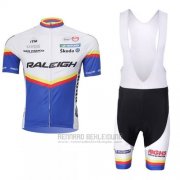 2012 Fahrradbekleidung Raleigh Blau und Wei Trikot Kurzarm Tragerhose