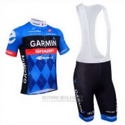 2013 Fahrradbekleidung Garmin Sharp Blau Trikot Kurzarm und Tragerhose