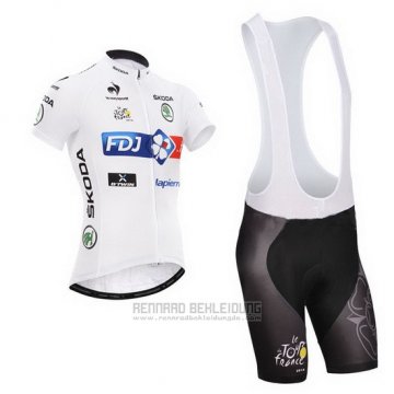 2014 Fahrradbekleidung FDJ Lider Wei Trikot Kurzarm und Tragerhose