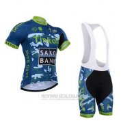 2015 Fahrradbekleidung Tinkoff Saxo Bank Azurblau und Blau Trikot Kurzarm und Tragerhose