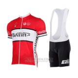 2015 Fahrradbekleidung Wieiev Wei Rot Trikot Kurzarm und Tragerhose