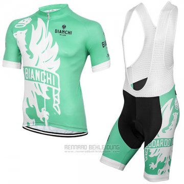 2016 Fahrradbekleidung Bianchi Grun und Wei Trikot Kurzarm und Tragerhose