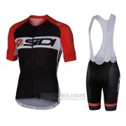 2016 Fahrradbekleidung Castelli SIDI Shwarz und Rot Trikot Kurzarm und Tragerhose