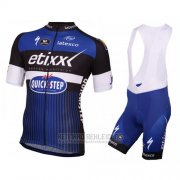 2016 Fahrradbekleidung Etixx Quick Step Wei und Blau Trikot Kurzarm und Tragerhose