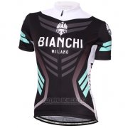 2016 Fahrradbekleidung Frau Bianchi Shwarz Trikot Kurzarm und Tragerhose