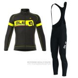 2017 Fahrradbekleidung ALE Shwarz und Gelb Trikot Langarm und Tragerhose