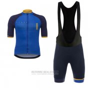 2017 Fahrradbekleidung Asturias Vuelta Espana Blau Trikot Kurzarm und Tragerhose