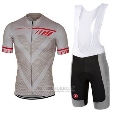 2017 Fahrradbekleidung Castelli Silber Trikot Kurzarm und Tragerhose