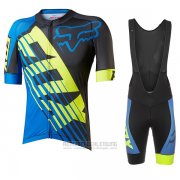 2017 Fahrradbekleidung Fox Le Savant Blau Trikot Kurzarm und Tragerhose