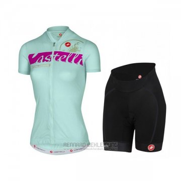 2017 Fahrradbekleidung Frau Castelli Hellblau Trikot Kurzarm und Tragerhose