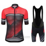 2017 Fahrradbekleidung Santini Tono Rot und Shwarz Trikot Kurzarm und Tragerhose