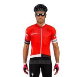 2017 Fahrradbekleidung Wieiev Rot und Wei Trikot Kurzarm und Tragerhose