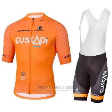 2018 Fahrradbekleidung Euskadi Orange Trikot Kurzarm und Tragerhose