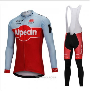 2018 Fahrradbekleidung Katusha Alpecin Rot Trikot Langarm und Tragerhose