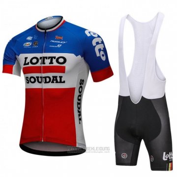 2018 Fahrradbekleidung Lotto Soudal Blau und Rot Trikot Kurzarm und Tragerhose