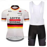 2018 Fahrradbekleidung Lotto Soudal Champion Deutschland Trikot Kurzarm und Tragerhose