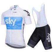 2018 Fahrradbekleidung Sky Wei Blau Trikot Kurzarm und Tragerhose