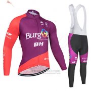 2019 Fahrradbekleidung Burgos BH Volett Rot Trikot Langarm und Tragerhose