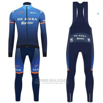 2019 Fahrradbekleidung Casteli De Rosa Blau Trikot Langarm und Tragerhose