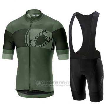 2019 Fahrradbekleidung Castelli Ruota Shwarz Grun Trikot Kurzarm und Overall