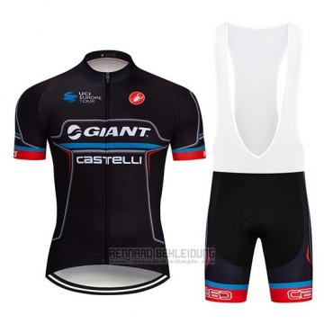 2019 Fahrradbekleidung Giant Castelli Shwarz Rot Trikot Kurzarm und Overall