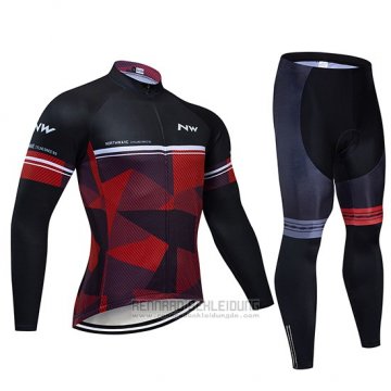 2019 Fahrradbekleidung Northwave Shwarz Rot Wei Trikot Langarm und Tragerhose