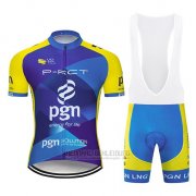 2019 Fahrradbekleidung Pgn Blau Hell Gelb Trikot Kurzarm und Overall
