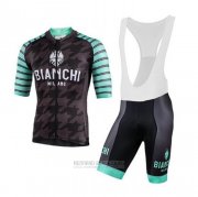 2020 Fahrradbekleidung Bianchi Shwarz Grun Wei Trikot Kurzarm und Tragerhose