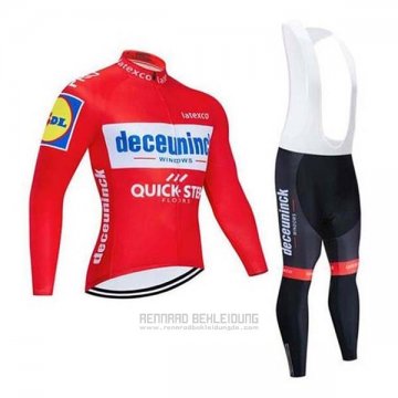 2020 Fahrradbekleidung Deceuninck Quick Step Rot Wei Trikot Langarm und Tragerhose