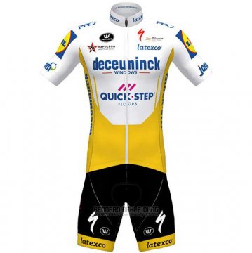 2020 Fahrradbekleidung Deceuninck Quick Step Wei Gelb Trikot Kurzarm und Tragerhose