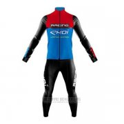 2020 Fahrradbekleidung EKOI Rot Blau Shwarz Trikot Langarm und Tragerhose
