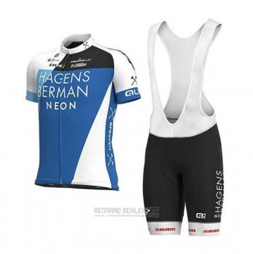 2020 Fahrradbekleidung Hagens Berman Axeon Blau Wei Trikot Kurzarm und Tragerhose