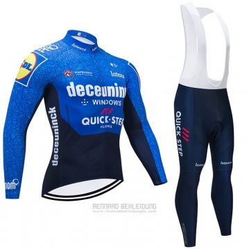 2021 Fahrradbekleidung Deceuninck Quick Step Blau Shwarz Trikot Langarm und Tragerhose