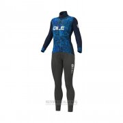 2021 Fahrradbekleidung Frau ALE Blau Trikot Langarm und Tragerhose