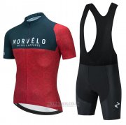 2021 Fahrradbekleidung Morvelo Rot Tief Grun Trikot Kurzarm und Tragerhose