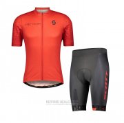 2021 Fahrradbekleidung Scott Rot Trikot Kurzarm und Tragerhose(1)