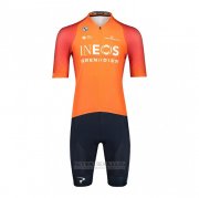 2022 Fahrradbekleidung Ineos Grenadiers Orange Trikot Kurzarm und Tragerhose